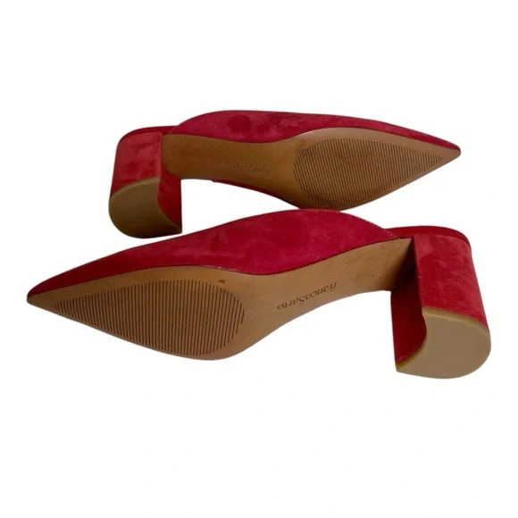Franco Sarto Red Pointed Toe Suede Mules - Picture 6 of 8